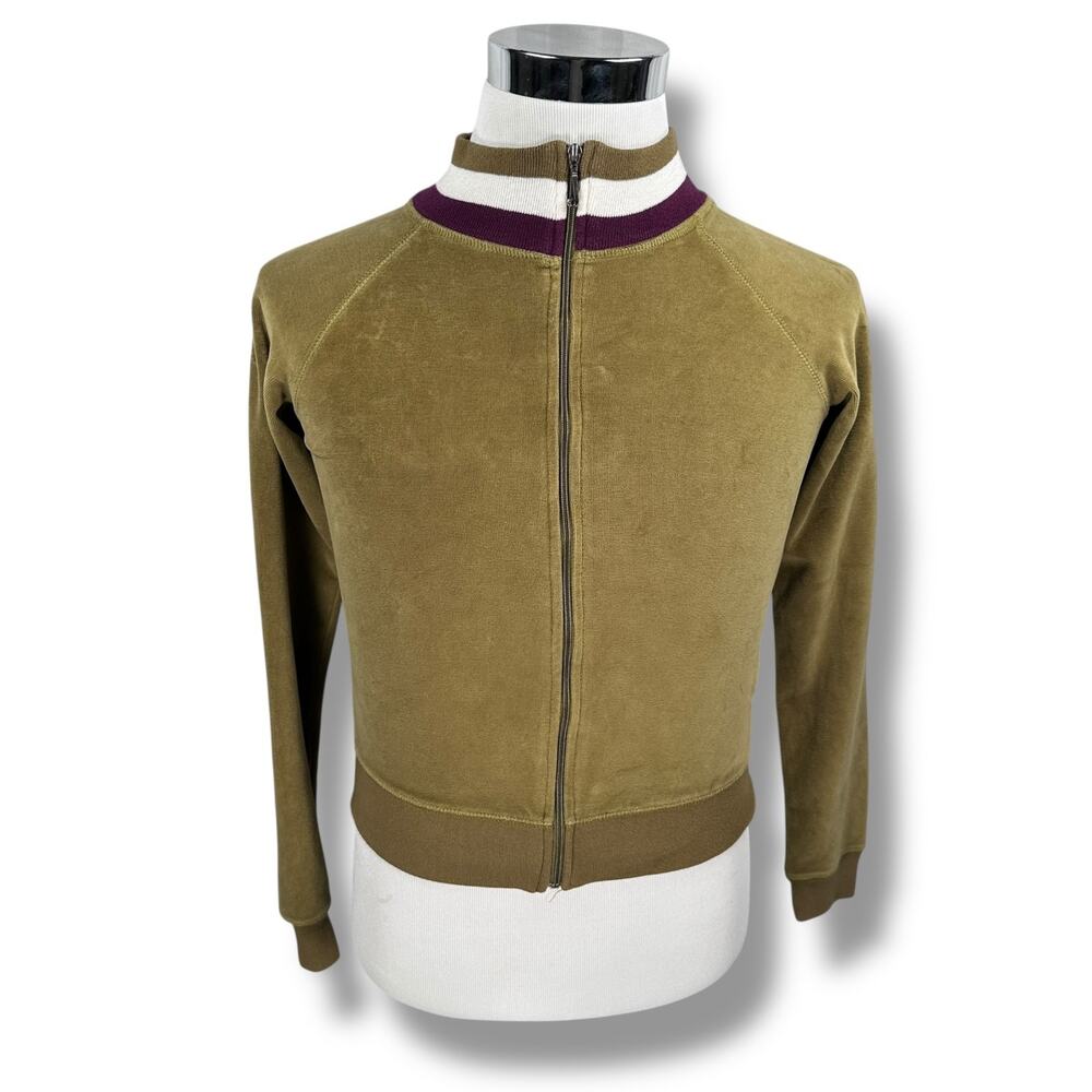 Vintage Y2K Juicy Couture Velour Track Jacket Women’s Small Olive Green Zip USA